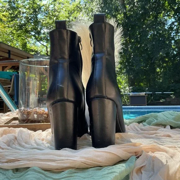 Women's Black Heel Ankle Boots - Picture 7 of 9